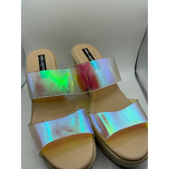 Karl Lagerfeld Shoes - Karl Lagerfeld Iridescent Transparent Wedge Espadrille Sandals Women‎